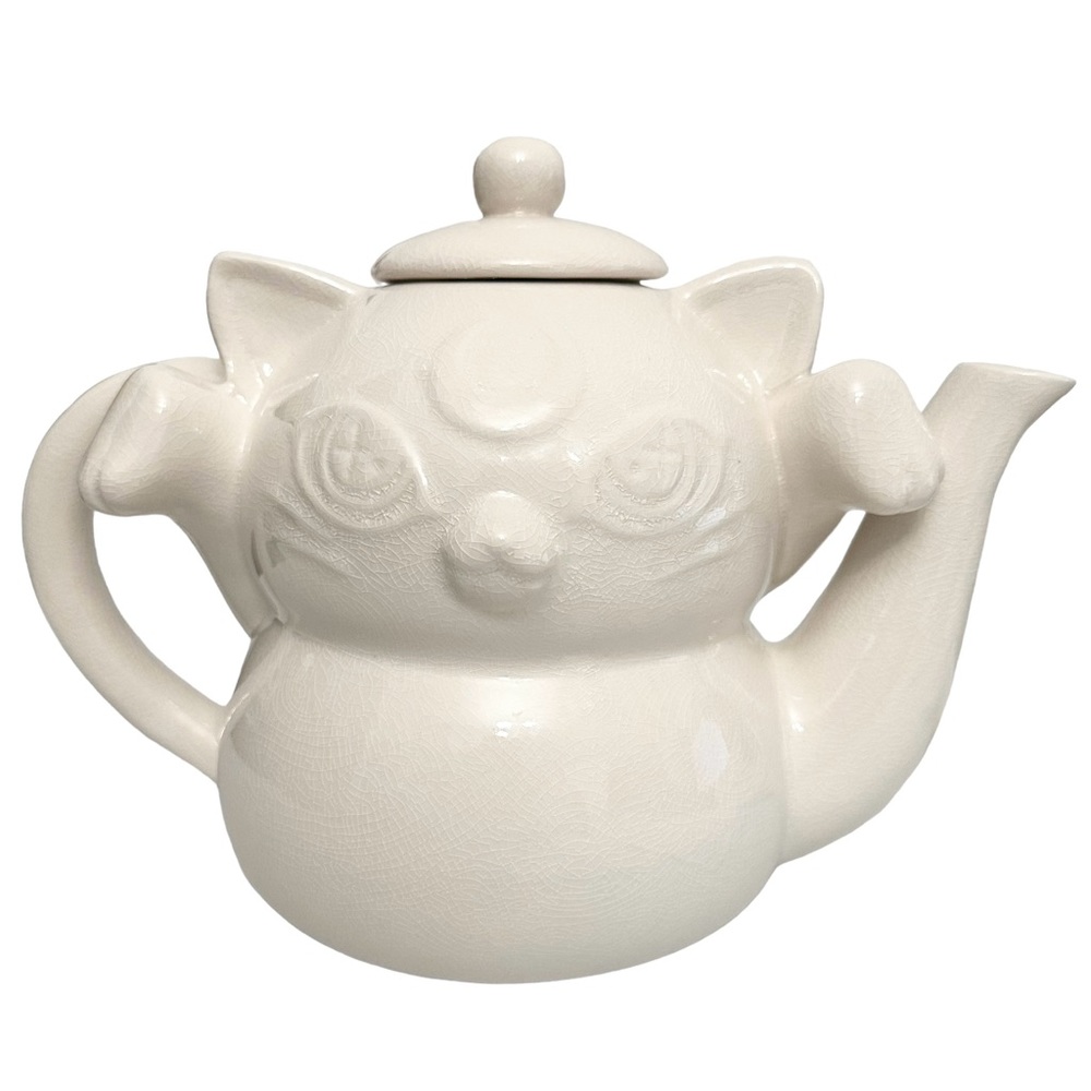 Killstar Teapot 48oz Ghost Kitty White Porcelain